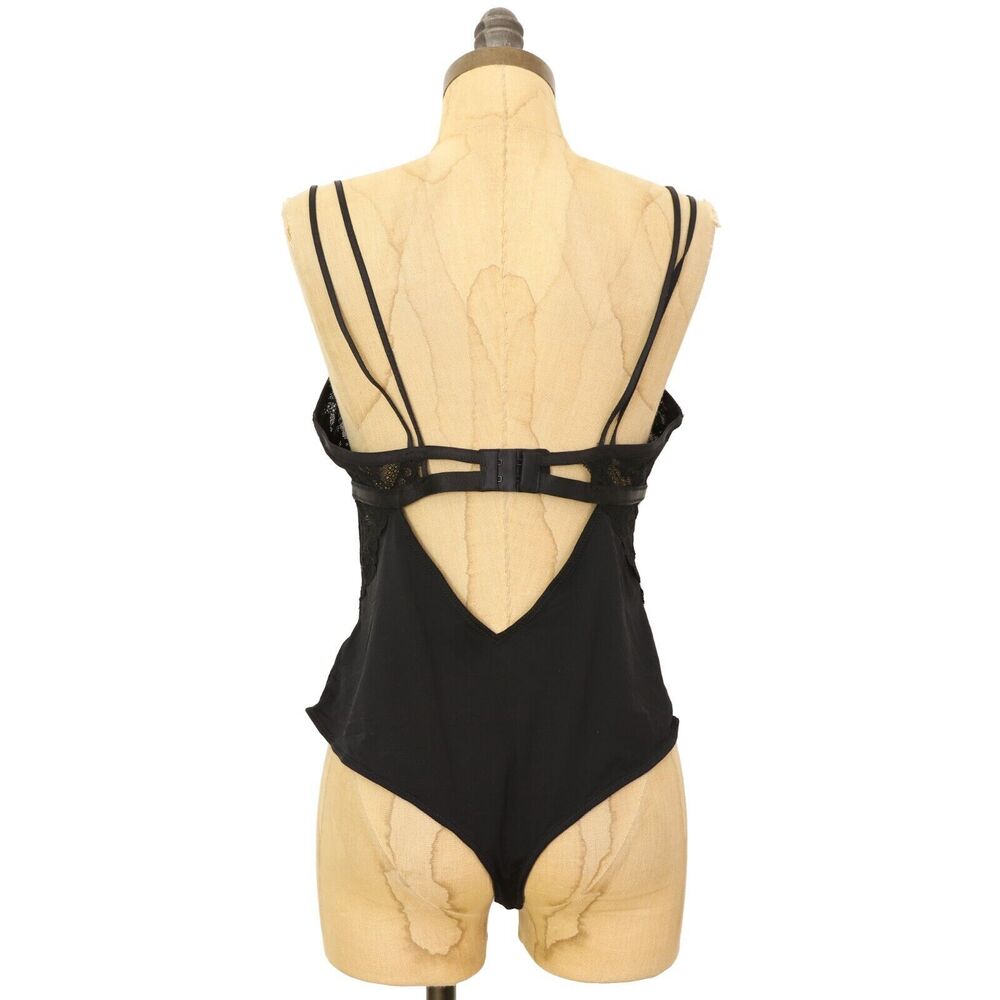 HUNKEMOLLER Alana Thong Bodysuit L Black Caviar Teddy Lace Lingerie Sexy NEW B68 - Picture 4 of 6